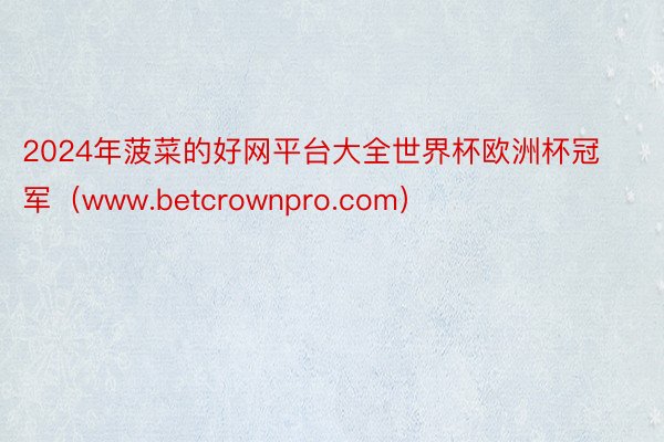 2024年菠菜的好网平台大全世界杯欧洲杯冠军（www.betcrownpro.com）