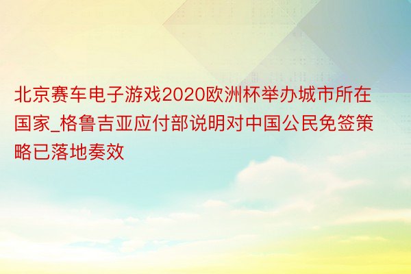 北京赛车电子游戏2020欧洲杯举办城市所在国家_格鲁吉亚应付部说明对中国公民免签策略已落地奏效