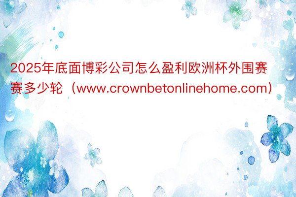 2025年底面博彩公司怎么盈利欧洲杯外围赛赛多少轮（www.crownbetonlinehome.com）