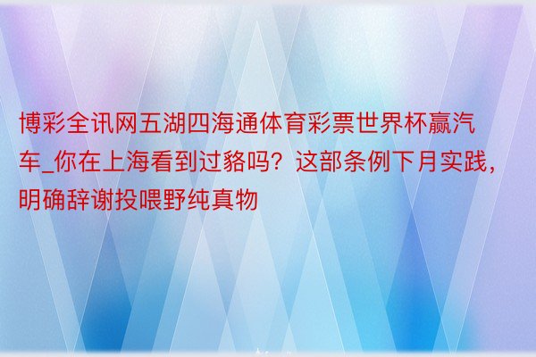 博彩全讯网五湖四海通体育彩票世界杯赢汽车_你在上海看到过貉吗？这部条例下月实践，明确辞谢投喂野纯真物